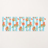Tapis De Yoga Oranges sur bandes turquoise et blanche (Devant (Horizontal))