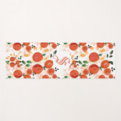 Tapis De Yoga Oranges tropicales et Motif Feuille Monogramme (Devant (Horizontal))