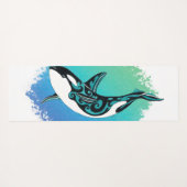 Tapis De Yoga Orca Whale Tribal InkTeal (Dos (Horizontal))