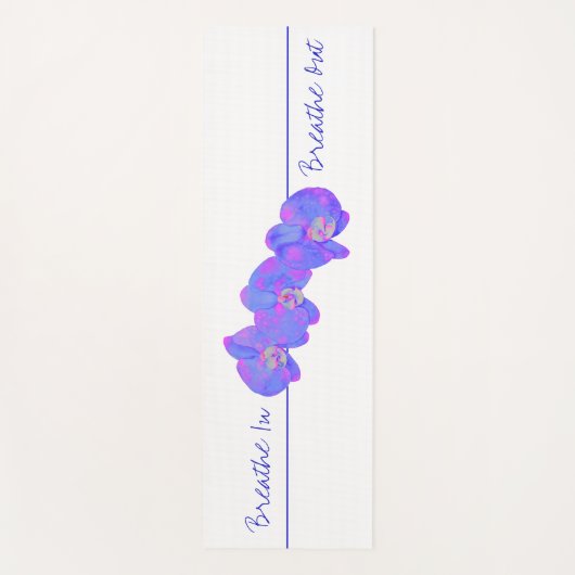 Tapis De Yoga Orchidées bleues violettes - respirez. Respire deh (Devant)