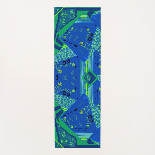 Tapis De Yoga Origami Chintz (L) Vert bleu (Devant)