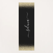 Tapis De Yoga Paillettes d'or noir Monogramme Fille (Devant)
