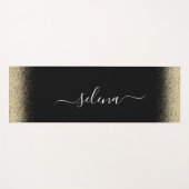 Tapis De Yoga Paillettes d'or noir Monogramme Fille (Devant (Horizontal))