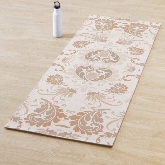 Tapis De Yoga Paisley en beige esthétique moderne Tan Brown (En situation)