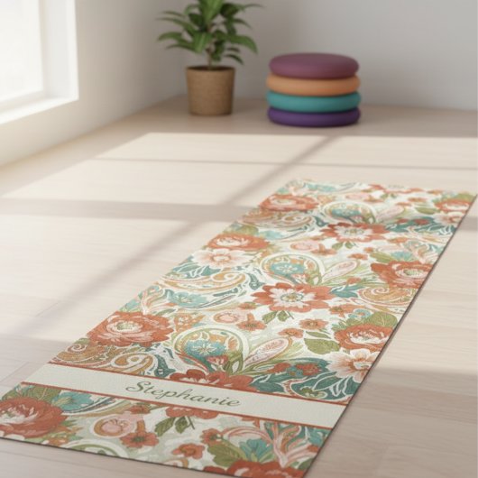 Tapis De Yoga Paisley Floral Yoga Mat - Custom Name Mat