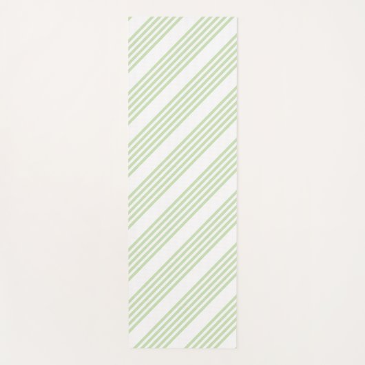 Tapis De Yoga Pale vert et blanc cinq bandes motif (Devant)