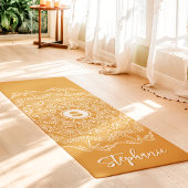 Tapis De Yoga Palm Tree Seashell Mandala Monogram Gold Beachy