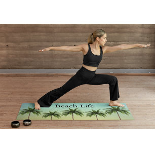 Tapis De Yoga Palmiers en rang, vie sur la plage