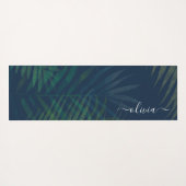 Tapis De Yoga Palmiers vert foncé motif feuille (Dos (Horizontal))