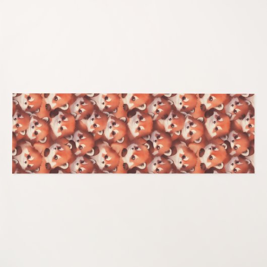 Tapis De Yoga Pandas rouges (Devant (Horizontal))