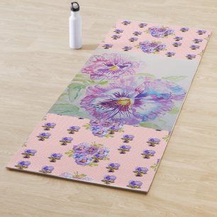 Tapis De Yoga Panneaux de Yoga Mat à fleurs peints à la main e