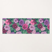 Tapis De Yoga Pansies colorées sur bleu vert foncé (Devant (Horizontal))