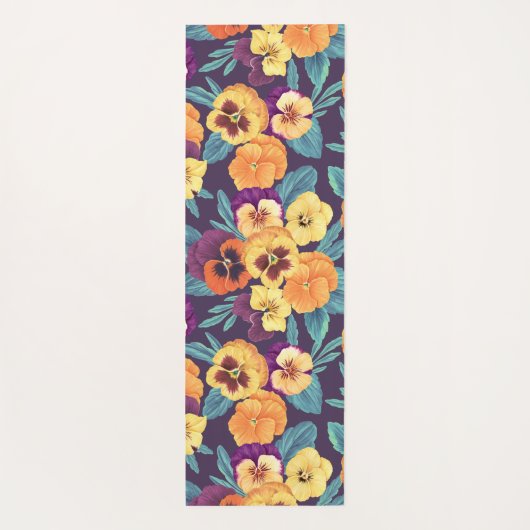 Tapis De Yoga Pansies sur violet de prune (Dos)