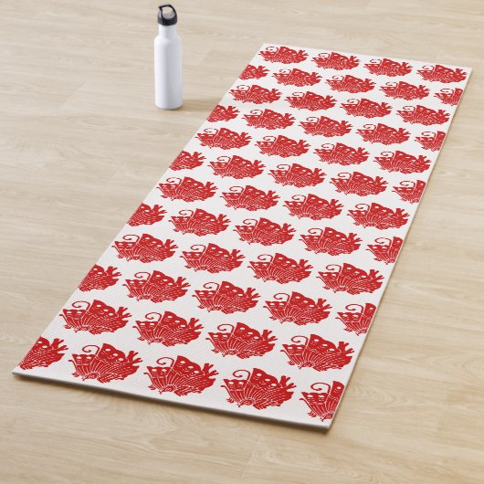 Tapis De Yoga Papillon asiatique Japonais Conception Kamon (En situation)
