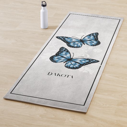 Tapis De Yoga Papillon bleu Floral Yoga Mat (En situation)