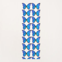 Tapis de yoga papillon bleu Morpho