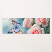 Tapis De Yoga Papillon bleu rose doux (Dos (Horizontal))