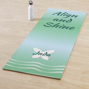 Tapis De Yoga Papillon de base avec vagues - Vert doux