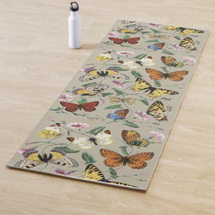 Tapis De Yoga Papillon de nuit vintage 1842 Art botanique floral