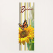 Tapis De Yoga Papillon de tournesol Tulipe blanche Yoga Mat (Dos)
