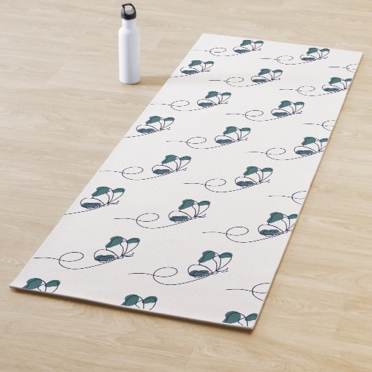 Tapis De Yoga Papillon en lineart vert (En situation)