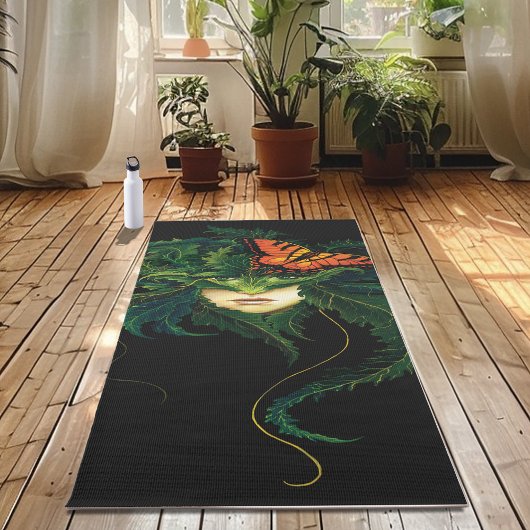 Tapis De Yoga Papillon Feuille vert Dryad