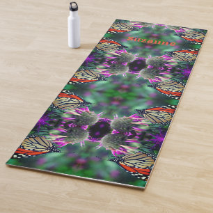 Tapis De Yoga Papillon Monarque Sur Fleur Abstrait Personnalisé