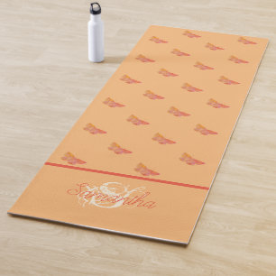 Tapis De Yoga Papillon Motif Girly Élégant Monogramme moderne