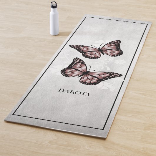 Tapis De Yoga Papillon rose Floral Yoga Mat (En situation)