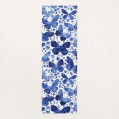 Tapis De Yoga Papillons Aquarelle Bleu (Dos)
