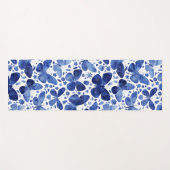 Tapis De Yoga Papillons Aquarelle Bleu (Devant (Horizontal))