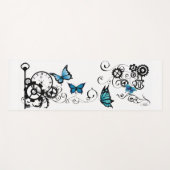 Tapis De Yoga Papillons bleu Tribal Steampunk (Devant (Horizontal))