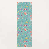 Tapis De Yoga papillons chinois, fleurs turquoises, (Devant)