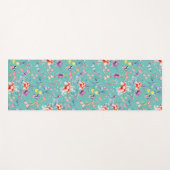 Tapis De Yoga papillons chinois, fleurs turquoises, (Devant (Horizontal))