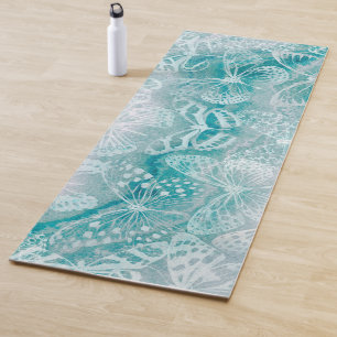 Tapis De Yoga Papillons en marbre vert de mer