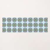 Tapis De Yoga Papillons et fleurs rose et bleu Mandala (Dos (Horizontal))