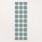 Tapis De Yoga Papillons et fleurs rose et bleu Mandala (Dos)