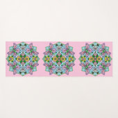 Tapis De Yoga Papillons et fleurs rose et bleu Mandala (Devant (Horizontal))