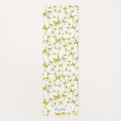 Tapis De Yoga Papillons Pastel Jaune Fille Nom personnalisé (Devant)