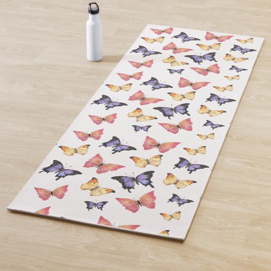 Tapis De Yoga Papillons Rose Violet (En situation)