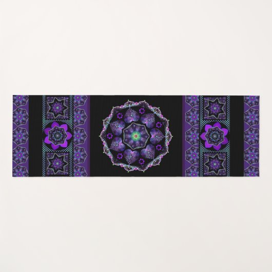 Tapis De Yoga Parapluie violet & coeurs .7 (Devant (Horizontal))