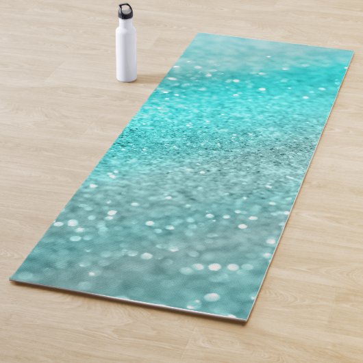 Tapis De Yoga Parties scintillant Aqua Turquoise Océan #1 (En situation)