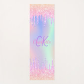Tapis De Yoga Parties scintillant arc-en-ciel rose goutte hologr (Devant)