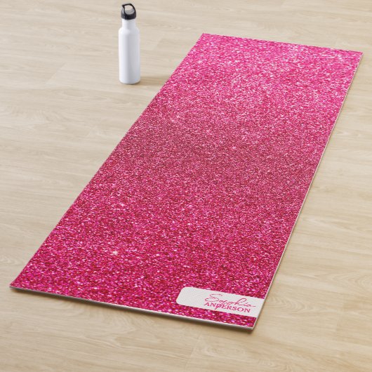 Tapis De Yoga Parties scintillant de gros plan rose chaud avec v (En situation)