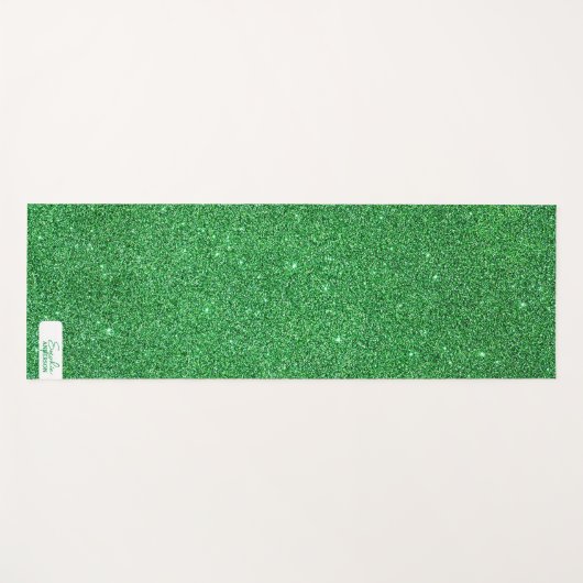 Tapis De Yoga Parties scintillant de gros plan verte avec votre (Devant (Horizontal))