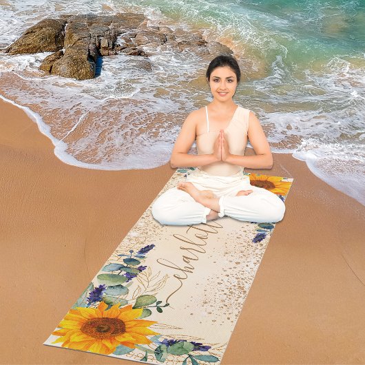 Tapis De Yoga Parties scintillant de tournesol vert Eucalyptus