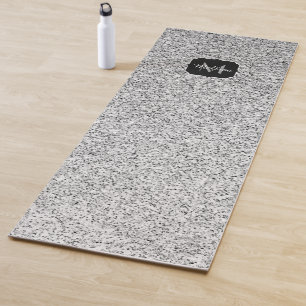 Tapis De Yoga Parties scintillant gris argent scintille Monogram