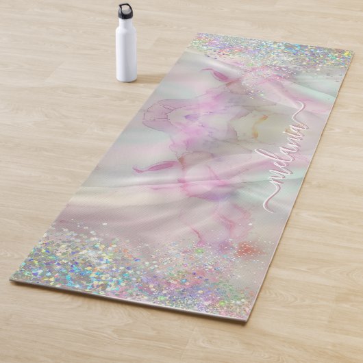 Tapis De Yoga Parties scintillant holographique Marbré Pastel En (En situation)