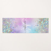 Tapis De Yoga Parties scintillant holographique Rainbow Pastels  (Devant (Horizontal))