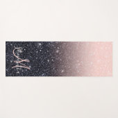 Tapis De Yoga Parties scintillant moderne noire et rose Étincell (Devant (Horizontal))
